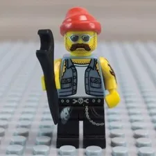 LEGO Motorcycle Mechanic CMF 71001 Series 10 Minifigure Retired 2014 With Wrench