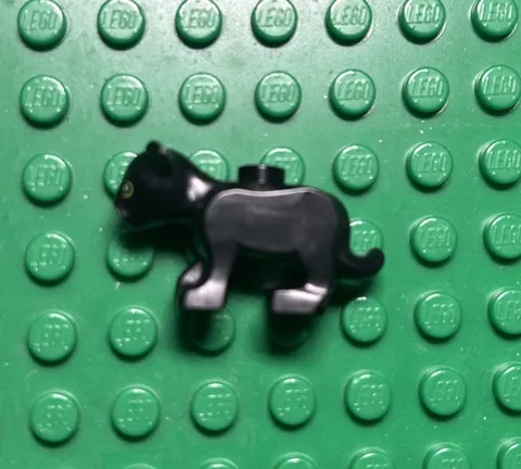 Lego New Black Lion Baby Cub Lime Eyes and Dark Bluish Gray Panther Animal