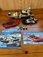 LEGO City Police Patrol Boat 60129 Complete Set W/ Instructions and Bonus Boat
