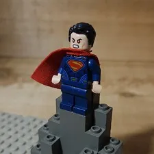 LEGO Plastic Superman Minifigure Figure Blue Suit Outfit w/ Red Cape