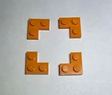 Lego Lot Of 4 Bright Orange Corner Plates Plate 1x2x2 New City Part