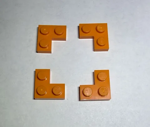 Lego Lot Of 4 Bright Orange Corner Plates Plate 1x2x2 New City Part