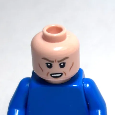 Lego - Minifigure Head - Dual Sided - Light Skin, Cheek Lines, Teeth, Frown