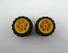 Lego Technic Yellow Wheel 56145 + Small Balloon Tire 43.2 x 26 61481 ~ Set of 2
