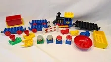 LEGO Duplo Vintage Train Parts & Figures Lot Vehicles Wagon Fence Tipper