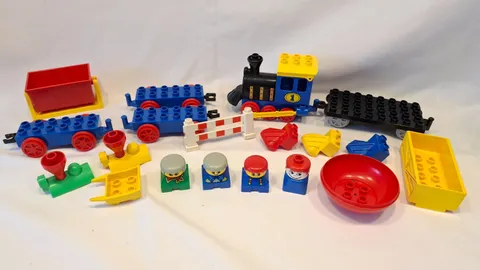 LEGO Duplo Vintage Train Parts & Figures Lot Vehicles Wagon Fence Tipper