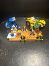 Lot Of Lego Pieces Mini Figs, Pizza Vehicle, Beetlejuice, Marty, Gremlins, More