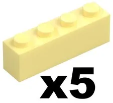 Lego New Part 3010 - Qty 5 - BRICK Bright Light Yellow 1 x 4 Stud Piece D918