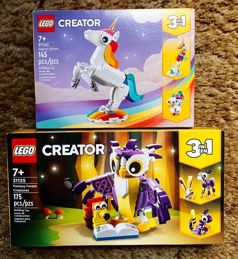 LEGO Creator 3 in 1 Fantasy Forest Creatures 31125  and Magical Unicorn 31140