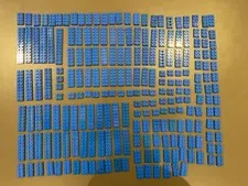 LEGO LOT OF 218 BLUE PLATES  2x2, 2x3, 2x4, 2x6, 2x8, 2x10, 2x12