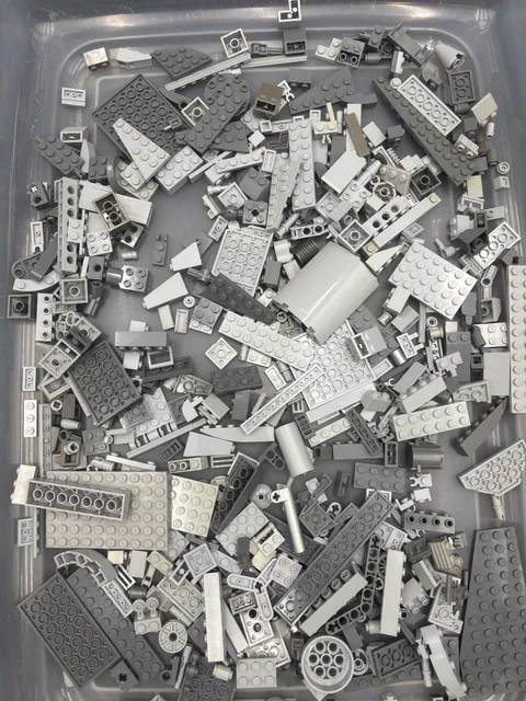 1 lb. Bulk Mixed Gray Legos - standard blocks and unique pieces (Lot L)