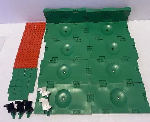 Lego Soccer Field Lot of 10 Base Plates 5 Seats, 20 2x4 Red & 19 2x2 Green Tiles