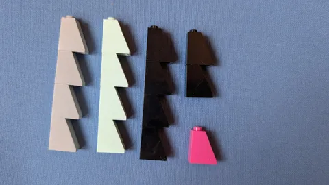 15 LEGO parts pieces, angle 75 degree slope 2x1x3, #4460, black teal pink gray