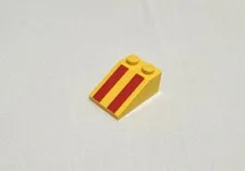 LEGO Part 3298 - 3x2 Yellow Slope w/ Printed Red Stripes (x1)