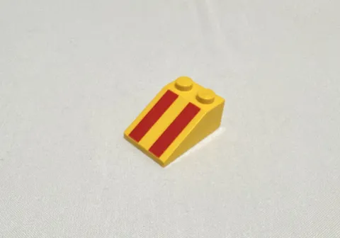 LEGO Part 3298 - 3x2 Yellow Slope w/ Printed Red Stripes (x1)