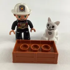 Lego Duplo Fireman Minifig White Kitty Cat First Responder Replacement Figure