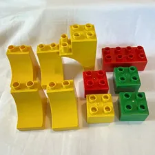 LEGO Duplo Bricks & Curved Pieces Bulk Lot Multicolor Plastic, 10 Pieces