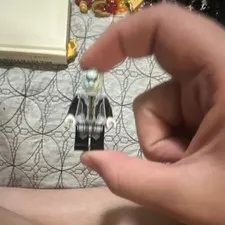 LEGO Minifigure Light Blue Head Black Suit Jacket Torso White Hands Plastic