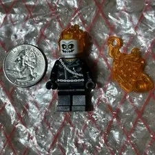 Lego Minifigure REAL MINI FIG MARVEL GHOST RIDER Rare Trans Orange Chain ^