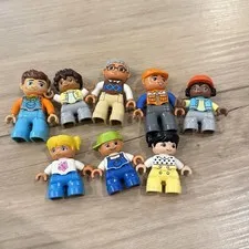 Lego Duplo People Lot of 8 Figures Student Construction Dad Grandpa Girl Toy