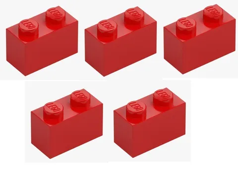 LEGO 5x Brick 1x2 Bright Red Red 3004 300421 Building Block New Basic Brick Brick