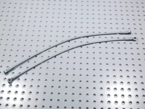 LEGO Lot of 2 Flat Silver 22L Flexible Hose w/ 2 Connector Ends Part 27965 BN