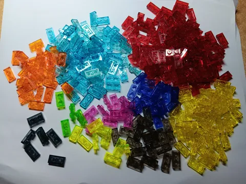 LEGO BULK LOT 312 TRANS PLATES 1X2 #3023 MIXED COLORS