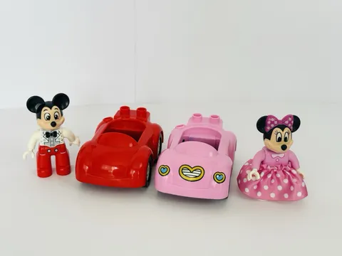 LEGO DUPLO Disney Mickey & Minnie Mouse Figures + 2 Cars Lot Pink Red Roadster
