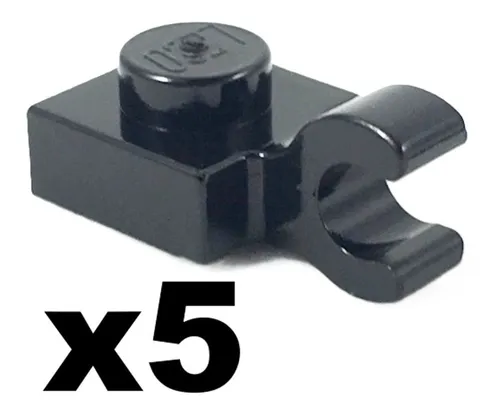 Lego Part 61252 Black PLATES Modified 1 x 1 Horizontal Open O Clip Qty 5 BK1