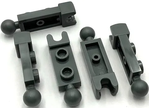 Lego 5 New Dark Bluish Gray Plates Modified 1 x 2 with Tow Ball Parts
