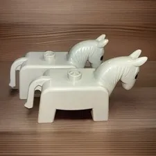 VINTAGE Lego Duplo Gray Horses Lot Of 2 Ponies