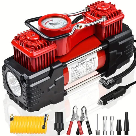 Meshuba Dual Cylinder Tire Inflator Air Compressor 150 Psi 12V Dc Portable Air