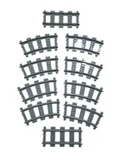 Lego City Track Genuine Train 53401 53400 Dark Grey 10 Piece Lot