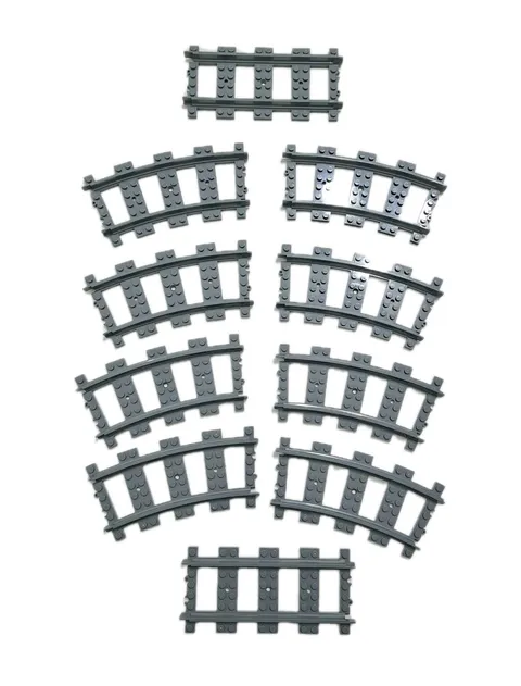 Lego City Track Genuine Train 53401 53400 Dark Grey 10 Piece Lot