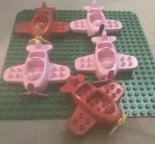 Lego Duplo - Lot Of (5) Pink And Red Airplane Plane With Propellers Pieces  *