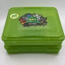 (2) LEGO 2012 Ninjago Green Carry Case Great Condition Lot of 2