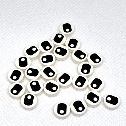 LEGO Parts White Tile, Round 1 x 1 Black Eye Squinting w/Pupil 98138pb204 X 25