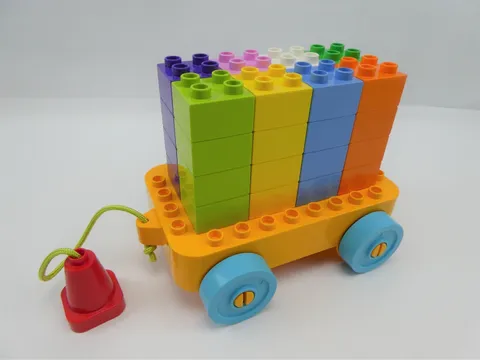 Lego Duplo Pull Along 10 x 6 Wagon Car Base with 32 Multi-Color 2 x 2 Bricks