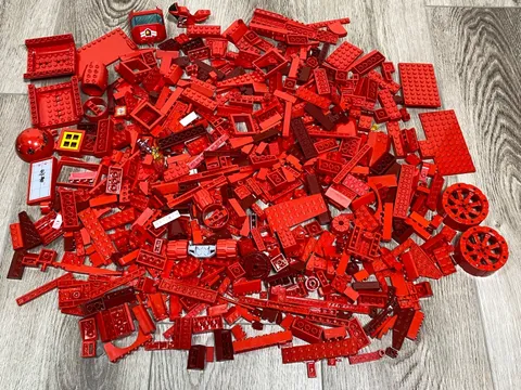 2 lbs LEGO Bulk Lot – RED Random Bricks Plates Parts Mixed Pieces for Building