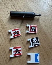 Lego Flag Printed Vintage Pirate Flags and Cannon Lot