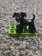 Lego Duplo Black Dog with Brown Face #429J7