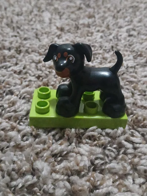 Lego Duplo Black Dog with Brown Face #429J7