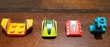 LEGO Orange Mudguard Plate, Green Front #29, Red Front #6, Teal Steering Column