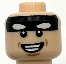 Lego New Light Nougat Minifigure Head Black Headband White Squinted Batman Part