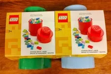 *2 Pack* LEGO Stackable Storage Brick 1 Knob- Blue and Green
