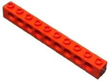 Lego Red TECHNIC Brick 1 x 10 with Holes Qty 1 Part 2730 T1