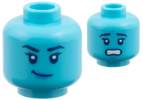 Lego NEW Minifigure Head Female Medium Azure Blue Grin/Scared Spider-Byte sp9