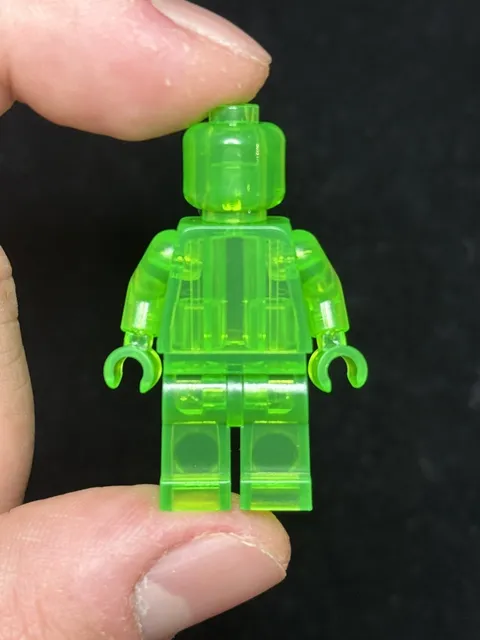 Lego Trans Green Prototype , monochrome Minifigure. Rare, hard to find 