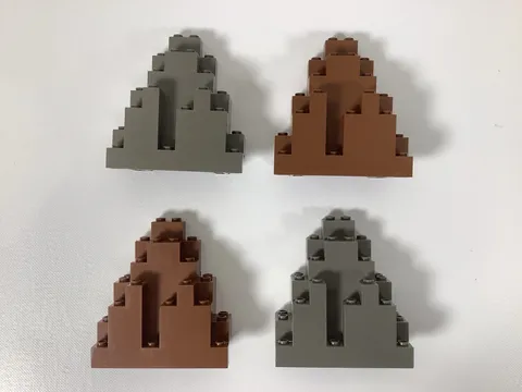 LEGO 6083 LURP Rock Panel 3x8x7 Triangular Lot of 4 Gray Brown Castle Wall
