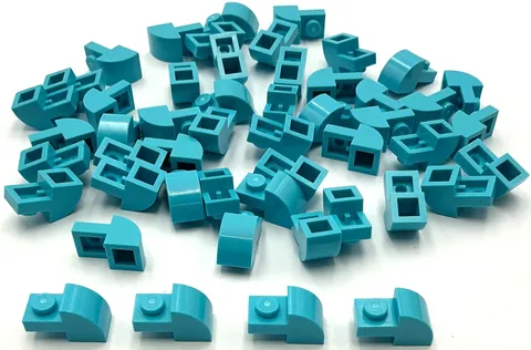 Lego 50 New Medium Azure Slopes Sloped Curved 2 x 1 with Recessed Stud Parts